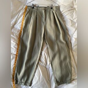 PRIMARK Edit Collection Women’s Linen Pleated Cuffed Pants Sage Green/Gray M